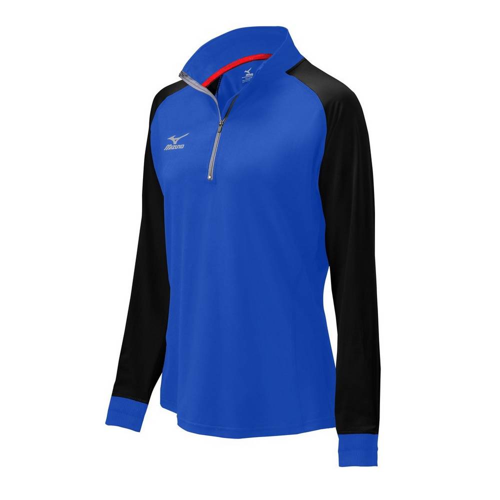 Mizuno Prime 1/2 Zip - Bayan Mont - Kraliyet Mavisi/Siyah Türkiye (UBXADM-128)